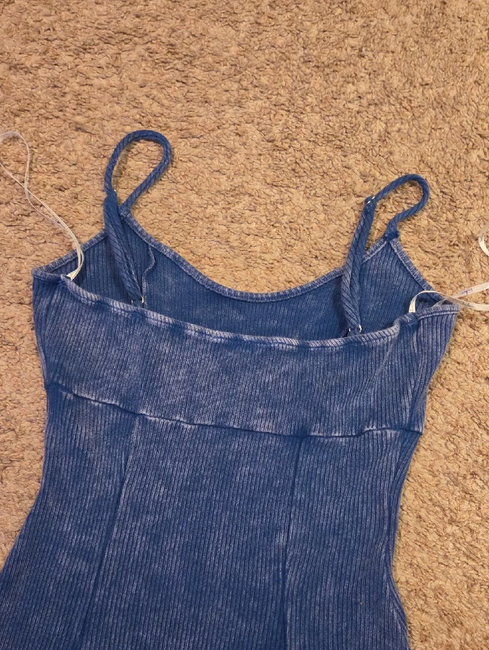 Lulus Simply Pretty Washed Blue Ribbed Pleated Sleeveless Mini Dress - Size M - Picture 5 of 5
